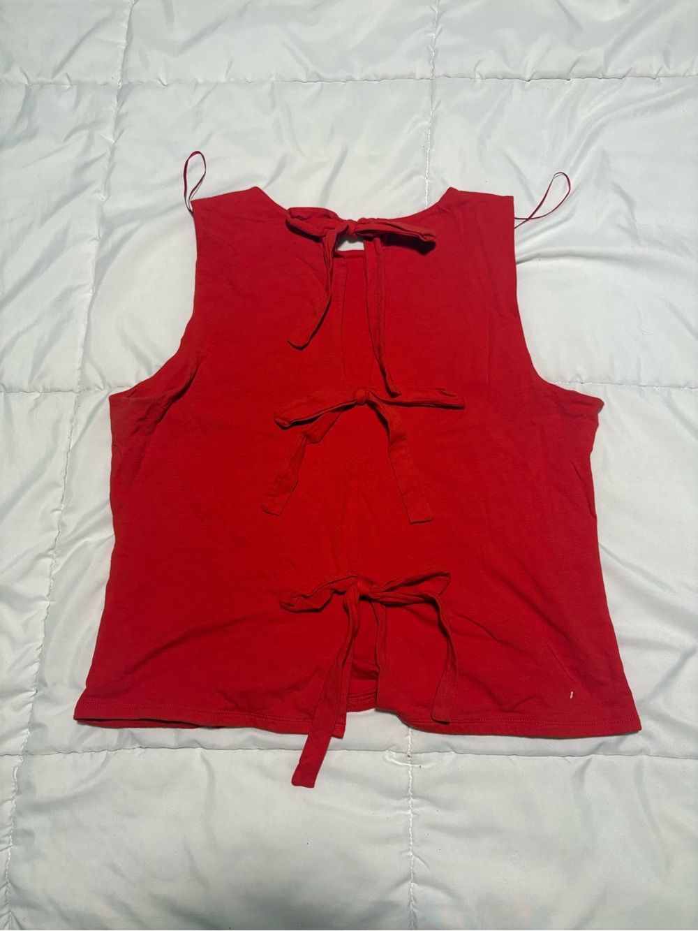 1. State Red Tie-Back Sleeveless Tank